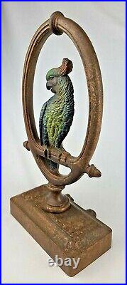 Antique Bradley Hubbard USA Parrot Paint Bird Art Statue Cast Iron Doorstop B&H Antique Bradley Hubbard USA Parrot Paint Bird Art Statue Cast Iron Doorstop B&H