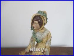Antique Bradley Hubbard Victorian Garden Statue Lady Art Cast Iron Doorstop 7796