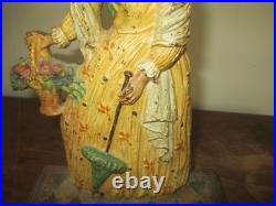 Antique Bradley Hubbard Victorian Garden Statue Lady Art Cast Iron Doorstop 7796