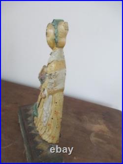 Antique Bradley Hubbard Victorian Garden Statue Lady Art Cast Iron Doorstop 7796
