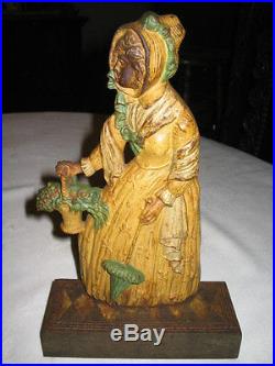 Antique Bradley Hubbard Victorian Garden Statue Lady Art Cast Iron Doorstop Toy