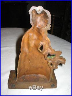 Antique Bradley Hubbard Victorian Garden Statue Lady Art Cast Iron Doorstop Toy