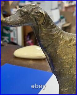 Antique Bronze Borzoi Russian Wolfhound Dog Doorstop Rare