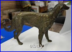 Antique Bronze Borzoi Russian Wolfhound Dog Doorstop Rare