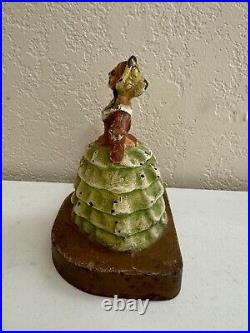Antique CJO Judd 1247 Cast Iron Painted Southern Lady Bell Dress Doorstop