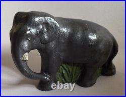 Antique CJO Judd Co. DOORSTOP ELEPHANT in Grass