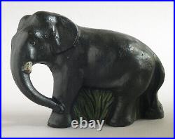 Antique CJO Judd Co. DOORSTOP ELEPHANT in Grass