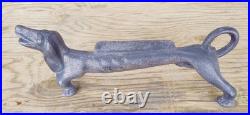 Antique Cast Iron 21 Dachshund Dog Boot Scraper Door Stop Open Mouth 27 Pounds