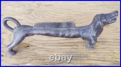 Antique Cast Iron 21 Dachshund Dog Boot Scraper Door Stop Open Mouth 27 Pounds