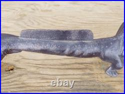 Antique Cast Iron 21 Dachshund Dog Boot Scraper Door Stop Open Mouth 27 Pounds