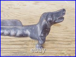 Antique Cast Iron 21 Dachshund Dog Boot Scraper Door Stop Open Mouth 27 Pounds