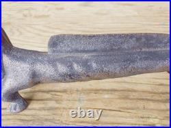 Antique Cast Iron 21 Dachshund Dog Boot Scraper Door Stop Open Mouth 27 Pounds