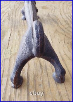 Antique Cast Iron 21 Dachshund Dog Boot Scraper Door Stop Open Mouth 27 Pounds