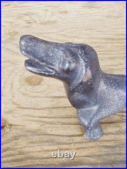 Antique Cast Iron 21 Dachshund Dog Boot Scraper Door Stop Open Mouth 27 Pounds
