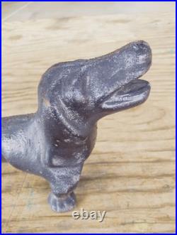 Antique Cast Iron 21 Dachshund Dog Boot Scraper Door Stop Open Mouth 27 Pounds