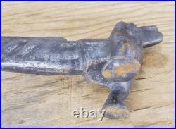 Antique Cast Iron 21 Dachshund Dog Boot Scraper Door Stop Open Mouth 27 Pounds