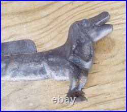 Antique Cast Iron 21 Dachshund Dog Boot Scraper Door Stop Open Mouth 27 Pounds