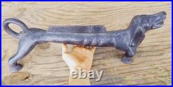 Antique Cast Iron 21 Dachshund Dog Boot Scraper Door Stop Open Mouth 27 Pounds