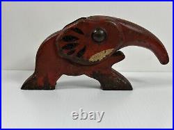 Antique Cast Iron Art Deco Elephant Mechanical Toy Nut Cracker Doorstop Hubley