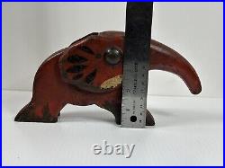 Antique Cast Iron Art Deco Elephant Mechanical Toy Nut Cracker Doorstop Hubley