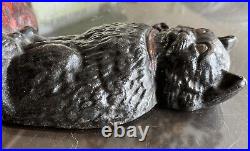 Antique Cast Iron Black Cat with bow Doorstop/ bookend 8 Heavy