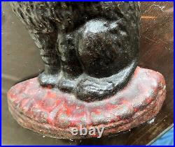 Antique Cast Iron Black Cat with bow Doorstop/ bookend 8 Heavy
