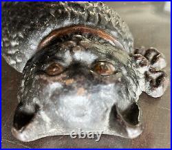 Antique Cast Iron Black Cat with bow Doorstop/ bookend 8 Heavy