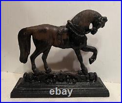 Antique Cast Iron Black HORSE Doorstop