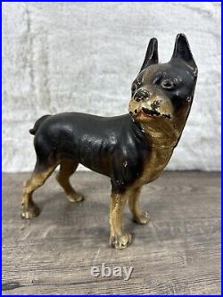 Antique Cast Iron Boston Terrier Bull Dog Door Stop Hubley Vintage Bulldog