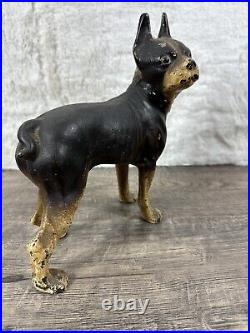 Antique Cast Iron Boston Terrier Bull Dog Door Stop Hubley Vintage Bulldog