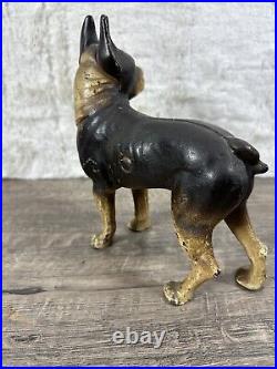 Antique Cast Iron Boston Terrier Bull Dog Door Stop Hubley Vintage Bulldog