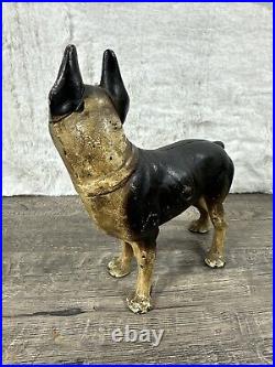 Antique Cast Iron Boston Terrier Bull Dog Door Stop Hubley Vintage Bulldog