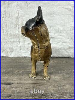 Antique Cast Iron Boston Terrier Bull Dog Door Stop Hubley Vintage Bulldog