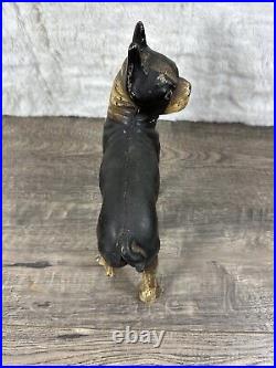 Antique Cast Iron Boston Terrier Bull Dog Door Stop Hubley Vintage Bulldog