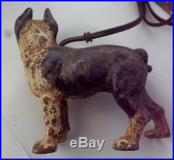 Antique Cast Iron Boston Terrier Cigarette Lighter Paperweight Doorstop Hubley