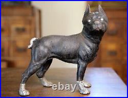 Antique Cast Iron Boxer Boston Terrier French Bulldog Doorstop Art Deco black