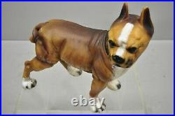 Antique Cast Iron Brown Painted Bulldog Boxer Dog Doorstop Statue Figure