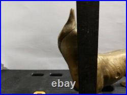 Antique Cast Iron Bulldog Animal Gold Colored Doorstop Dog Shaped Statue