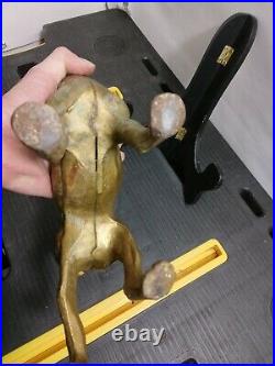 Antique Cast Iron Bulldog Animal Gold Colored Doorstop Dog Shaped Statue