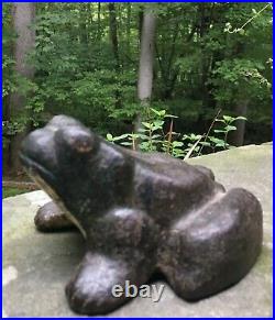 Antique Cast Iron Bullfrog Figurine Doorstop Frog Primitive