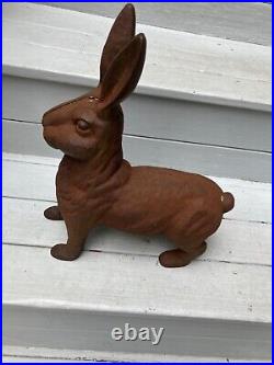 Antique Cast Iron Bunny Rabbit Doorstop Garden Decoration Hubley Type