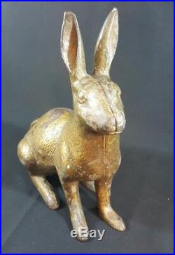 Antique Cast Iron Bunny Rabbit Doorstop Statue Garden Decor 12
