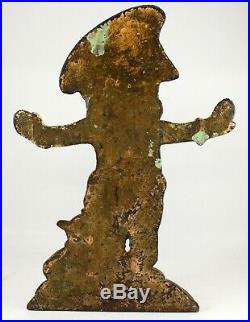 Antique Cast Iron CHILD CROSSING GUARD with DOG Doorstop HUBLEY vintage 10.5