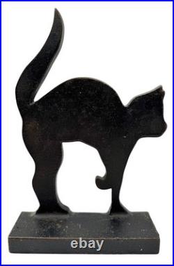 Antique Cast Iron Carlisle Foundry Black Cat Silhouette Doorstop Pennsylvania 9