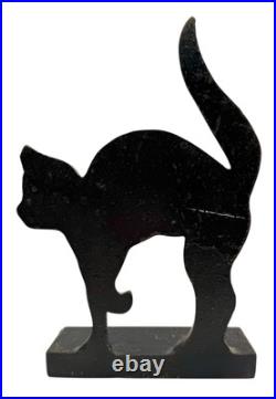 Antique Cast Iron Carlisle Foundry Black Cat Silhouette Doorstop Pennsylvania 9