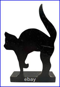 Antique Cast Iron Carlisle Foundry Black Cat Silhouette Doorstop Pennsylvania 9