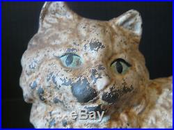 Antique Cast Iron Cat Laying Down Heavy Doorstop Possibly Hubley Perfect Patina