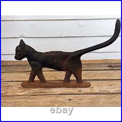 Antique Cast Iron Cat With Long Tail Boot Scrapper Door Stop