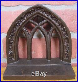 Antique Cast Iron Cathedral Window Doorstop Bookend Detailed Decorative Art