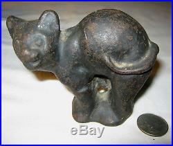 Antique Cast Iron Child Room Sized Halloween Cat Doorstop Statue Paperweight Pa